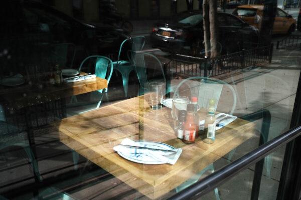 A table stands empty at a permanently closed restaurant in Manhattan in New York City on Aug. 31, 2020. (Spencer Platt/Getty Images)