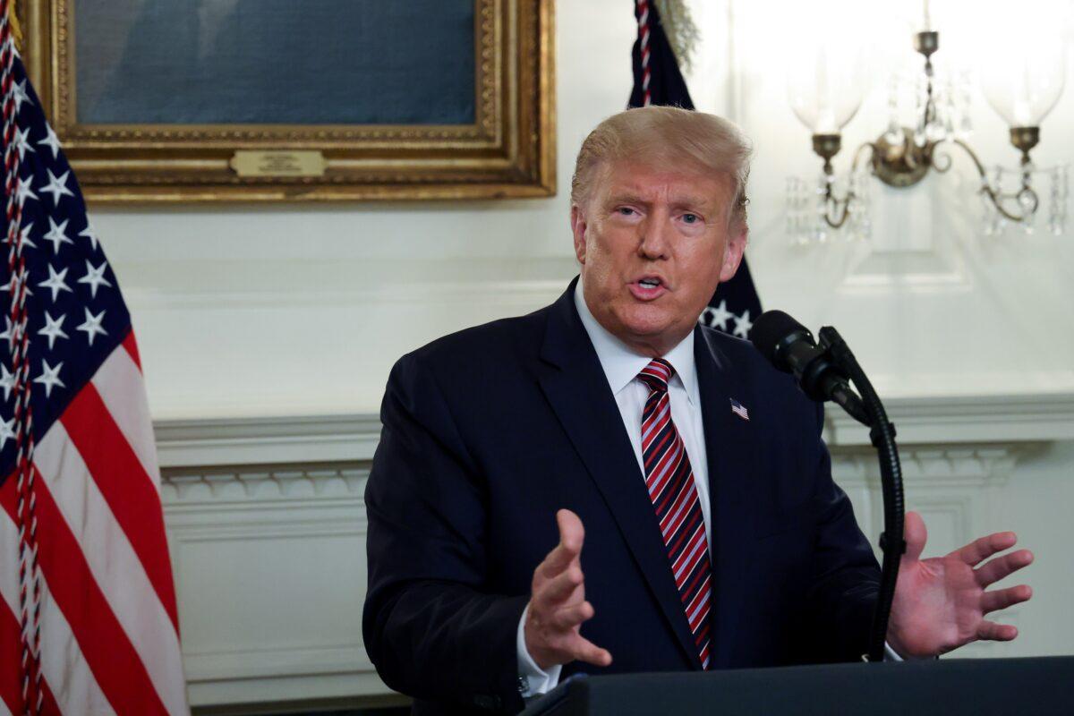 President Donald Trump delivers remarks at the White House in Washington on Sept. 9, 2020. (Jonathan Ernst/Reuters)