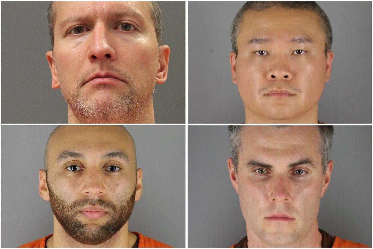 Former Minneapolis police officers (clockwise from top left) Derek Chauvin, Tou Thao, Thomas Lane, and J. Alexander Kueng in a combination of booking photographs from the Minnesota Department of Corrections and Hennepin County Jail in Minneapolis. (Minnesota Department of Corrections and Hennepin County Sheriff's Office/Handout via Reuters)