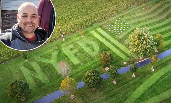 Indiana Man Mows Giant Tribute to 9/11 in Lawn in Memory of Those Killed in Twin Towers