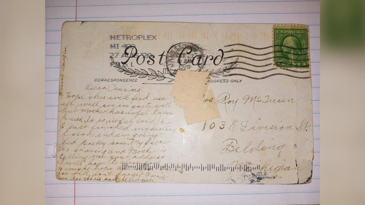 This postcard was mailed in 1920 and arrived in Michigan recently. (Courtesy of Brittany Keech)