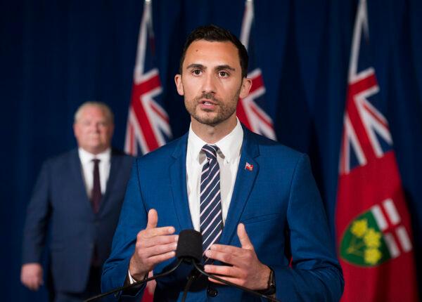 Ontario Minister of Education Stephen Lecce speaks during the daily updates regarding COVID-19 at Queen's Park in Toronto on June 9, 2020. (Nathan Denette/The Canadian Press)