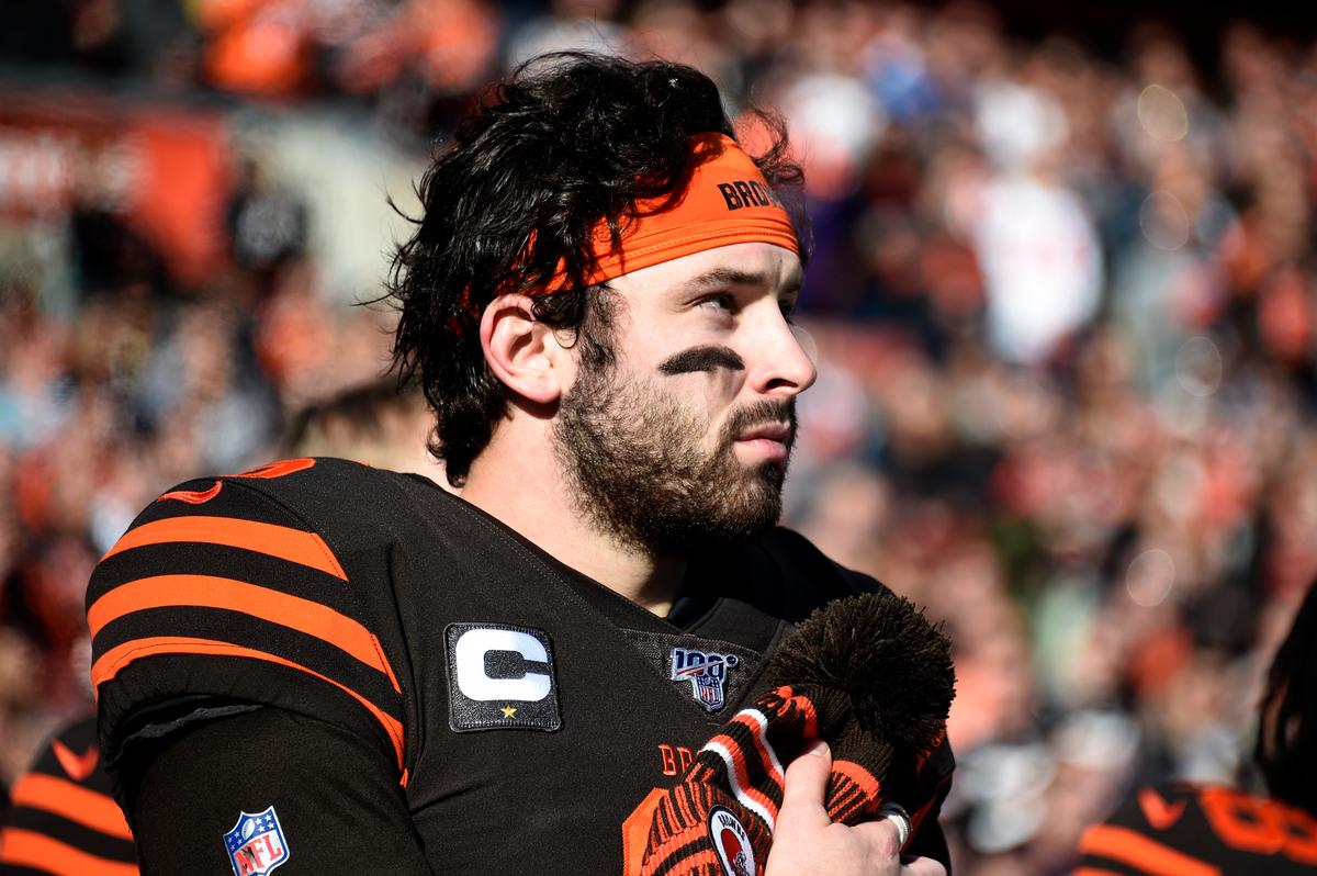 Mayfield looks on prior to the game against the Baltimore Ravens at FirstEnergy Stadium in Cleveland, Ohio, on Dec. 22, 2019. (Jason Miller/Getty Images)