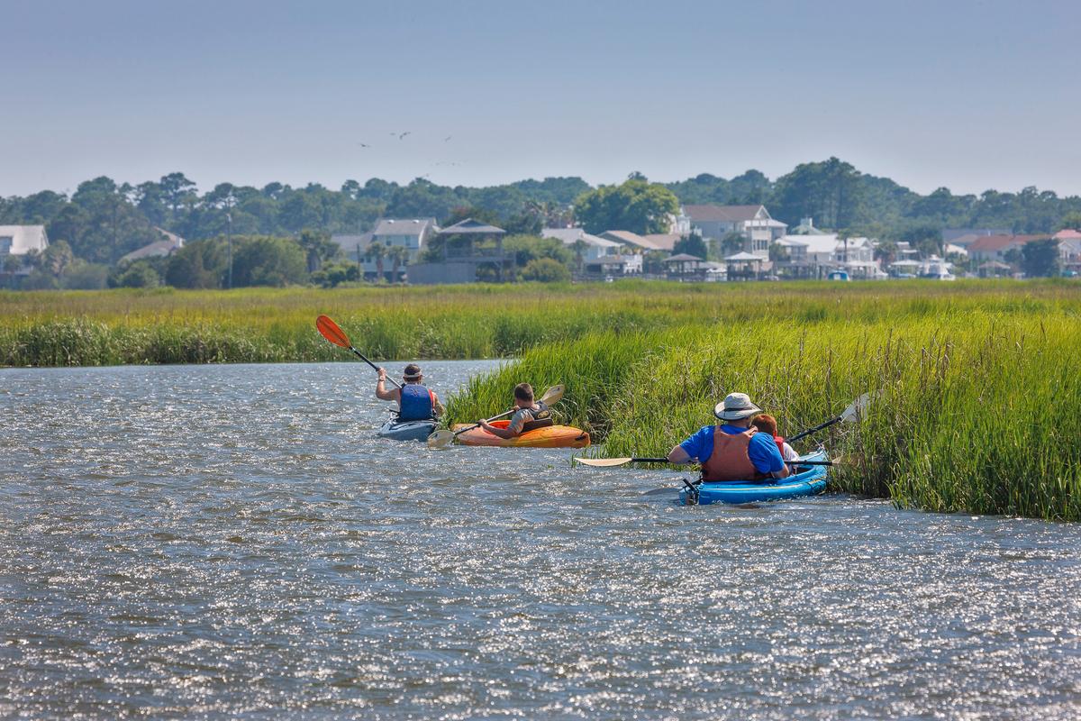 Exploring marshland via kayaks. (Courtesy of Discover South Carolina)
