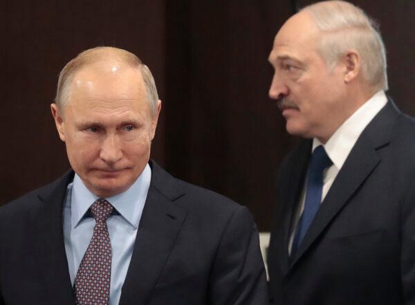 Russian President Vladimir Putin and Belarusian President Alexander Lukashenko meet in the Black Sea resort of Sochi, Russia, on Feb. 15, 2019. (Sergei Chirikov/AP Photo)