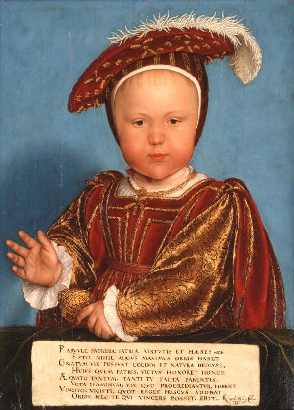 Edward, Prince of Wales (later Edward VI), circa 1538, by Hans Holbein the Younger and studio. Oil paint on panel; 22 3/4 inches by 17 inches. Promised gift of the Berger Collection Educational Trust. (Denver Art Museum)