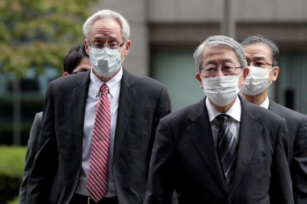 Greg Kelly, former representative director of Nissan Motor Co., arrives for the first trial hearing at the Tokyo District Court in Japan on Sept. 15, 2020. (Kiyoshi Ota/Pool via Reuters)