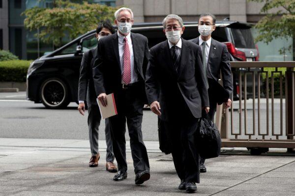 Greg Kelly, former representative director of Nissan Motor Co., arrives for the first trial hearing at the Tokyo District Court in Japan on Sept. 15, 2020. (Kiyoshi Ota/Pool via Reuters)