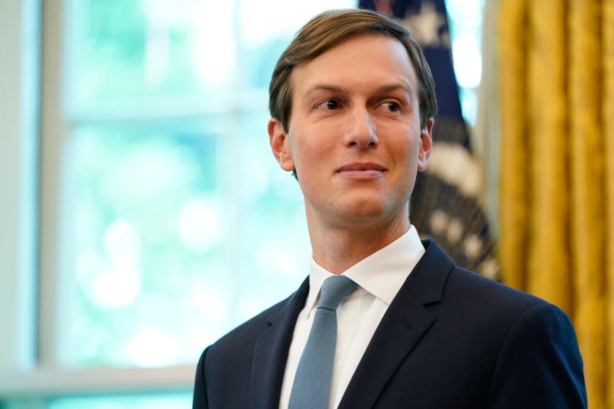 Jared Kushner listens during an announcement in the Oval Office of the White House in Washington on Sept. 11, 2020. (Andrew Harnik/AP Photo)