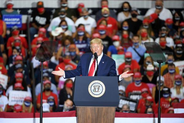 President Donald Trump speaks during a campaign event at Xtreme Manufacturing in Henderson, Nev., on Sept. 13, 2020. (Ethan Miller/Getty Images)