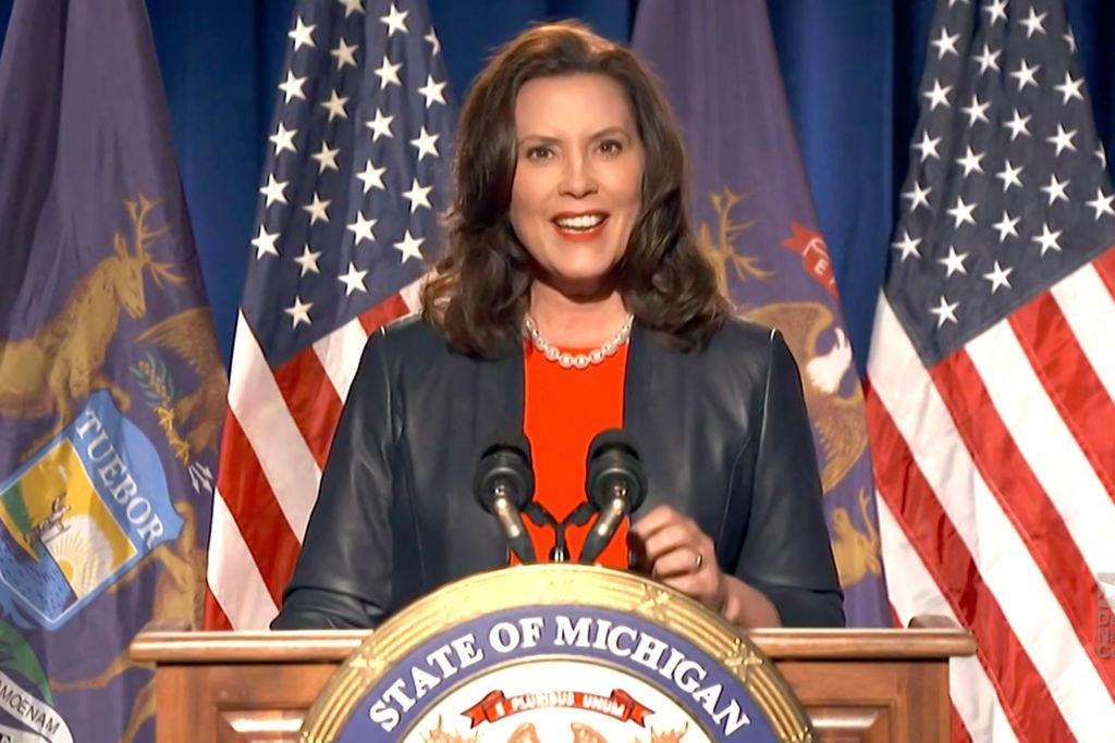 Michigan Gov. Gretchen Whitmer addresses the virtual convention on Aug. 17, 2020. (Handout/DNCC via Getty Images)