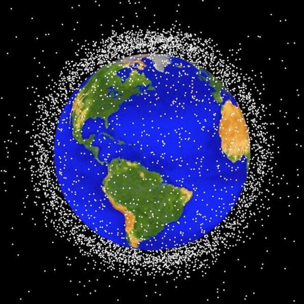 File photo of a graphical representation of space debris in low Earth orbit. There are currently around 900,000 pieces of space debris larger than 1 cm (0.4 inches) orbiting the Earth, according to the UK Space Agency. (NASA/Getty Images)