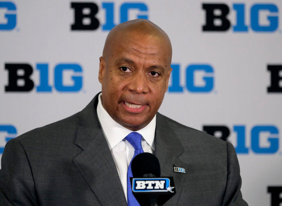 Kevin Warren talks to reporters after being named Big Ten Conference Commissioner during a news conference in Rosemont, Ill., on June 4, 2019. (Charles Rex Arbogast/AP Photo)
