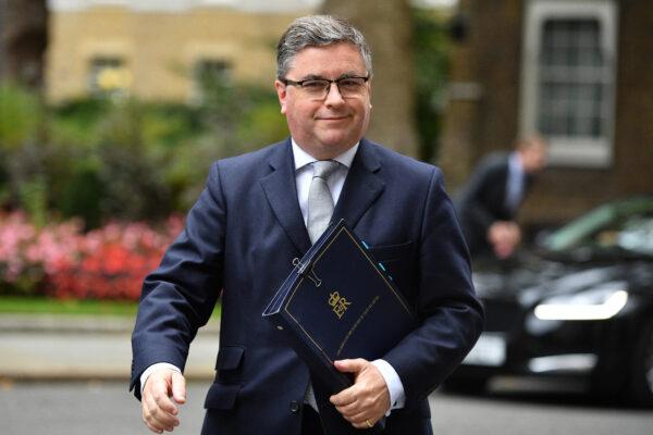 Secretary of State for Justice Robert Buckland arrives at Downing Street in London on Sept. 8, 2020. (Leon Neal/Getty Images)