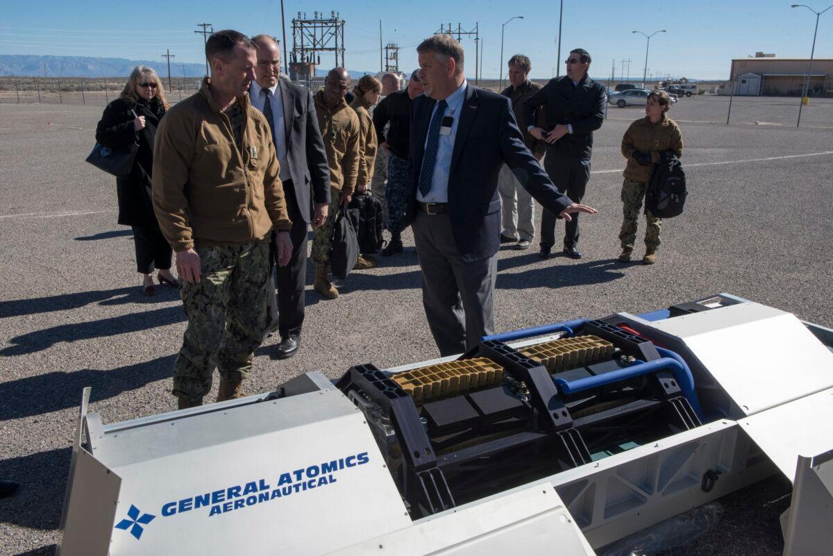 Chief of Naval Operations Adm. John Richardson inspects new technologies being developed and tested at the High Energy Laser Systems Test Facility and USS Desert Ship, a land-based launch facility designed to simulate a ship at sea, at White Sands Missile Range, N.M., on Jan. 25, 2017. (Navy photo by Chief Petty Officer Elliott Fabrizio)