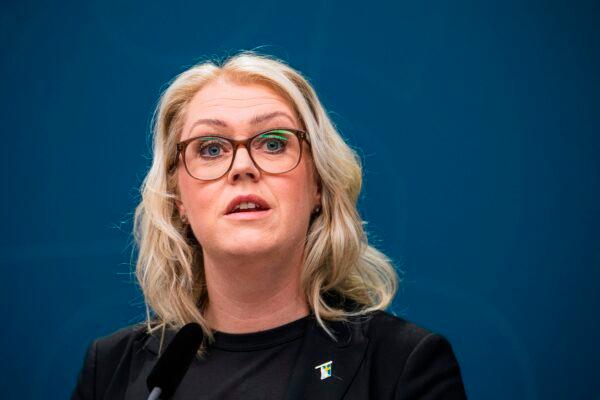  Swedish Health Minister Lena Hallengren in Stockholm, Sweden, on March 31, 2020. (Jonathan Nackstrand/AFP via Getty Images)