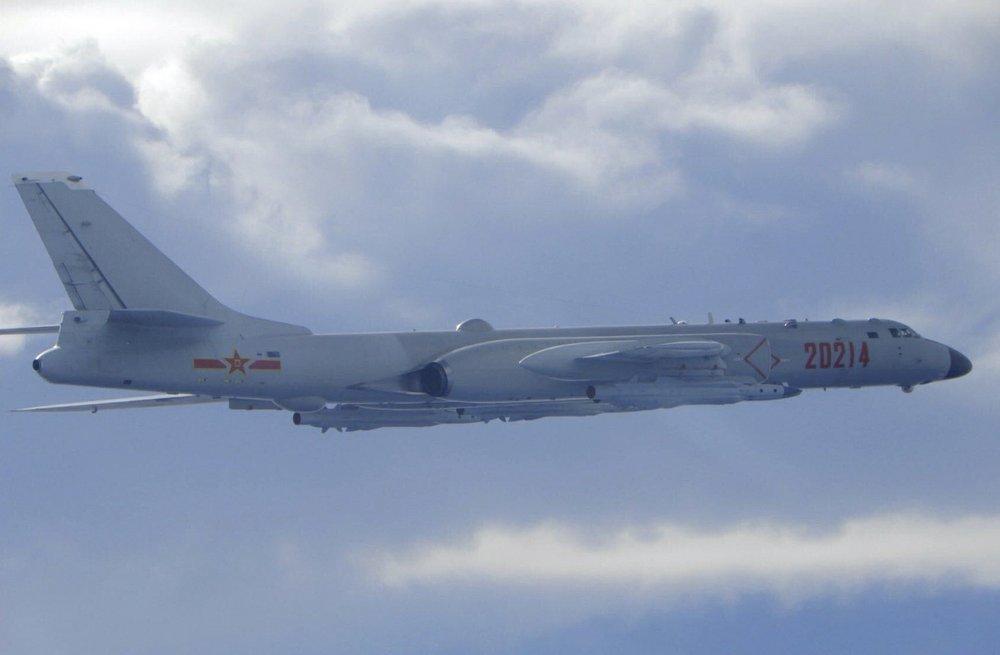 A Chinese People's Liberation Army H-6 bomber is seen flying near the Taiwan air defense identification zone, ADIZ, near Taiwan, on Sept. 18, 2020. (Taiwan Ministry of National Defense via AP)