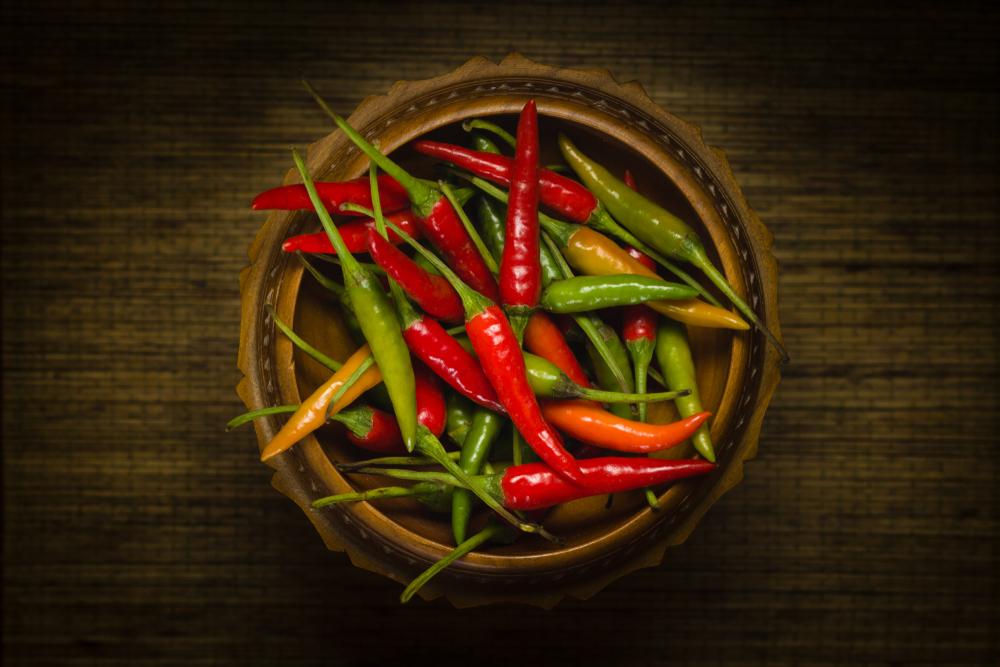 The heat comes from Thai bird’s eye chiles; it'll vary depending on how many you use and how much you chop them up. (D. Pimborough/Shutterstock)