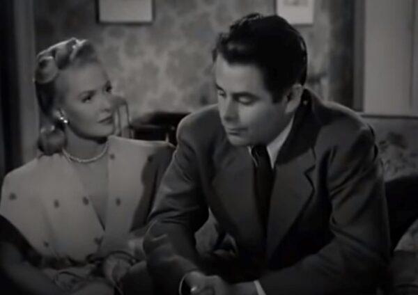 Beautiful Paula (Janis Carter) is awfully helpful to down-on-his-luck Mike Lambert (Glenn Ford). (Columbia Pictures)