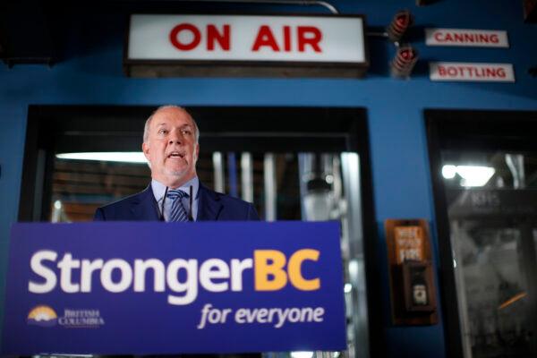 Premier John Horgan announces B.C.'s Economic Recovery Plan during a press conference in Victoria on Sept. 17, 2020. (Chad Hipolito/The Canadian Press)