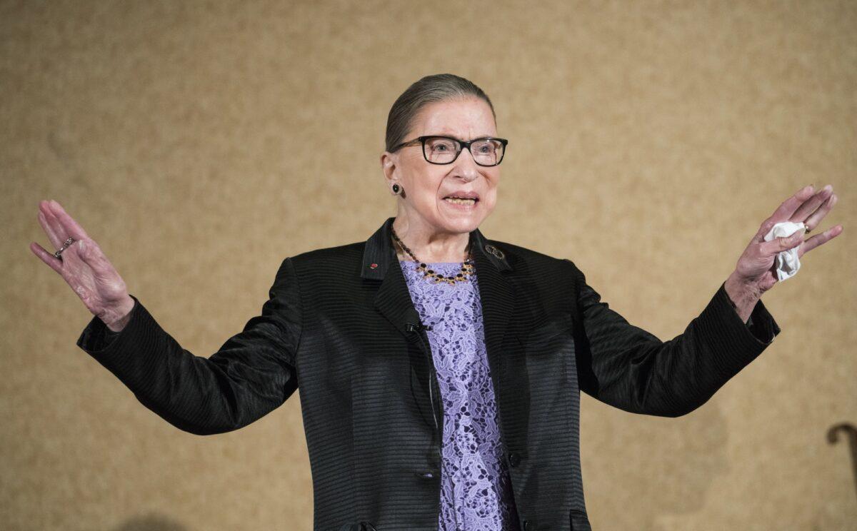 Supreme Court Justice Ruth Bader Ginsburg is introduced during the keynote address for the State Bar of New Mexico's annual meeting in Pojoaque, N.M., on Aug. 19, 2016. (Craig Fritz/AP Photo)