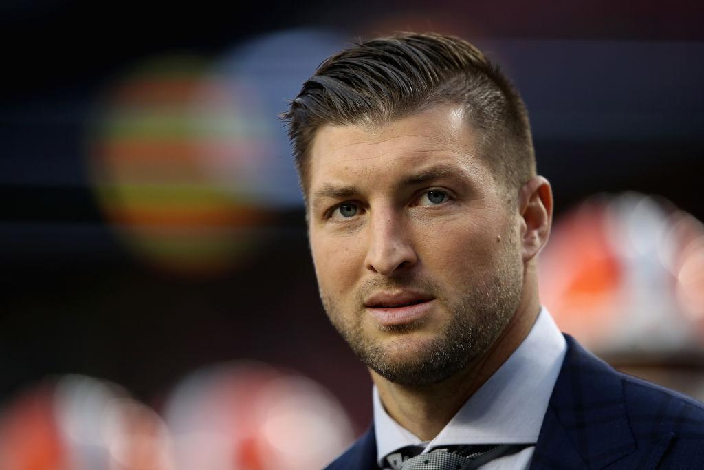  Tim Tebow looks on prior to the CFP National Championship between the Alabama Crimson Tide and the Clemson Tigers at Levi's Stadium in Santa Clara, Calif., on Jan. 7, 2019. (Sean M. Haffey/Getty Images)