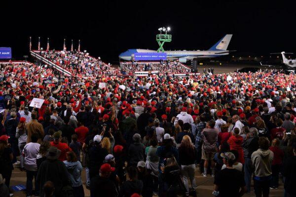 President Donald Trump speaks during a campaign rally at Pittsburgh International Airport in Moon Township, Pennsylvania on Sept. 22, 2020. (Mandel Ngan/AFP via Getty Images)