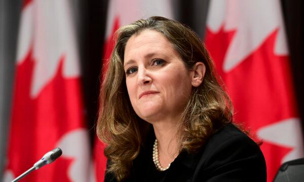 Minister of Finance Chrystia Freeland holds a press conference on Parliament Hill in Ottawa on Sept. 24, 2020. (Sean Kilpatrick/The Canadian Press)