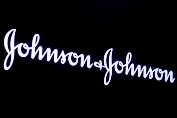 The company logo for Johnson & Johnson at the New York Stock Exchange on Sept. 17, 2019. (Brendan McDermid/Reuters)