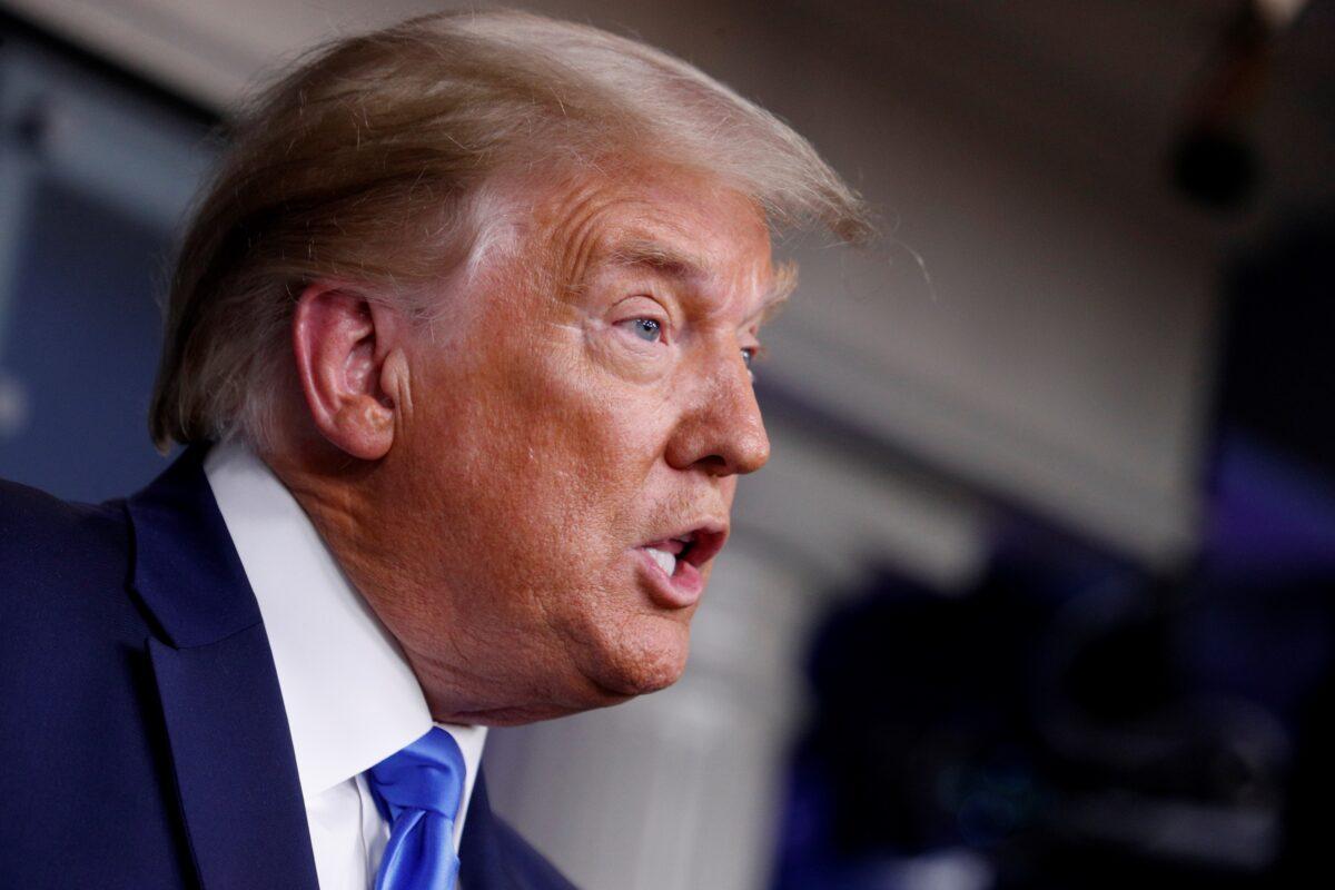 President Donald Trump speaks to reporters during a news conference in the Brady Press Briefing Room at the White House on Sept. 23, 2020. (Tom Brenner/Reuters)