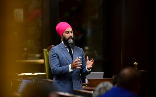 NDP Leader Jagmeet Singh stands during question period in the House of Commons on Sept. 24, 2020. (Sean Kilpatrick/The Canadian Press)