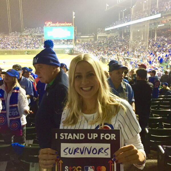 Katie Russell Newland at Wrigley Field for game four of the 2016 World Series. (Courtesy of Katie Russell Newland)