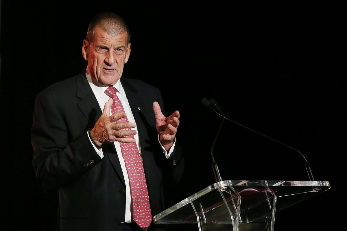 Jeff Kennett makes a speech during the Hawthorn Hawks AFL season launch at Melbourne Cricket Ground in Melbourne, Australia on March 5, 2019. (Michael Dodge/Getty Images)