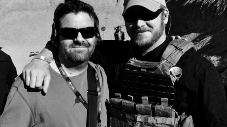 Former Navy SEAL Brandon Webb (L) with the real Chris Kyle.