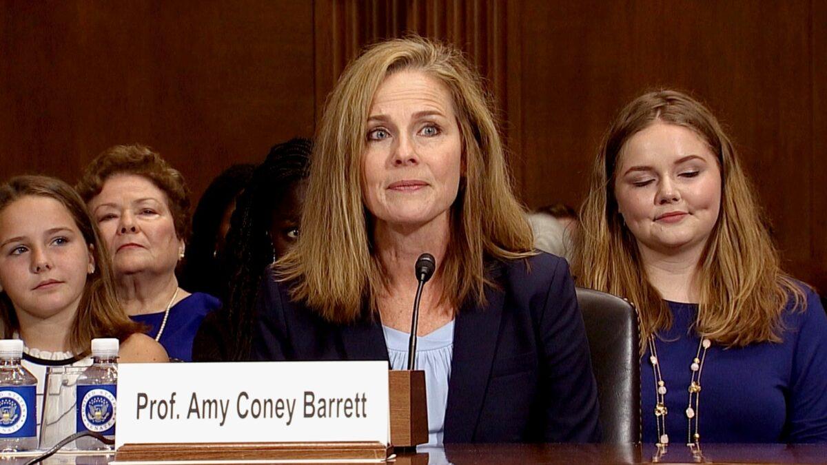 Amy Coney Barrett during Senate confirmation hearing to be U.S. circuit judge on Aug. 4, 2017. (Screenshot via Senate TV)