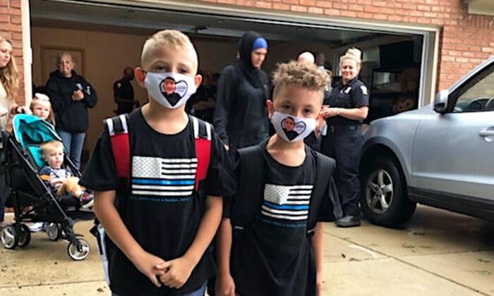 Convoy of Police Officers Show Up to Escort Sons of Fallen Officer on First Day of School