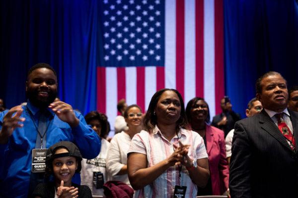 People listen while President Donald Trump speaks during an event for black supporters at the Cobb Galleria Centre in Atlanta, Georgia, on Sept. 25, 2020. (Brendan Smialowski/AFP via Getty Images)