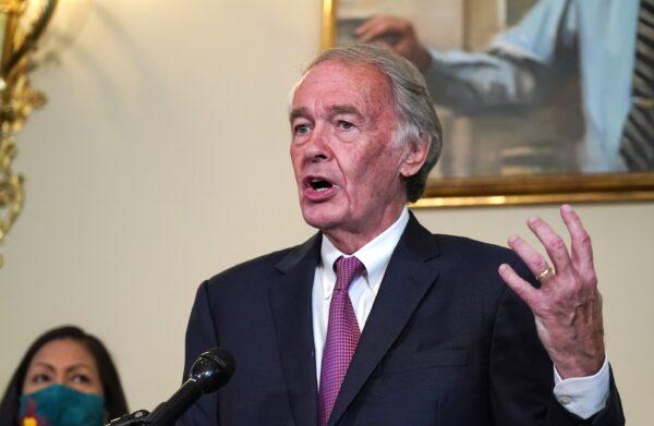 Sen. Ed Markey (D-Mass.) speaks during a press conference in Washington on Sept. 10, 2020. (Jemal Countess/Getty Images for Green New Deal Network)