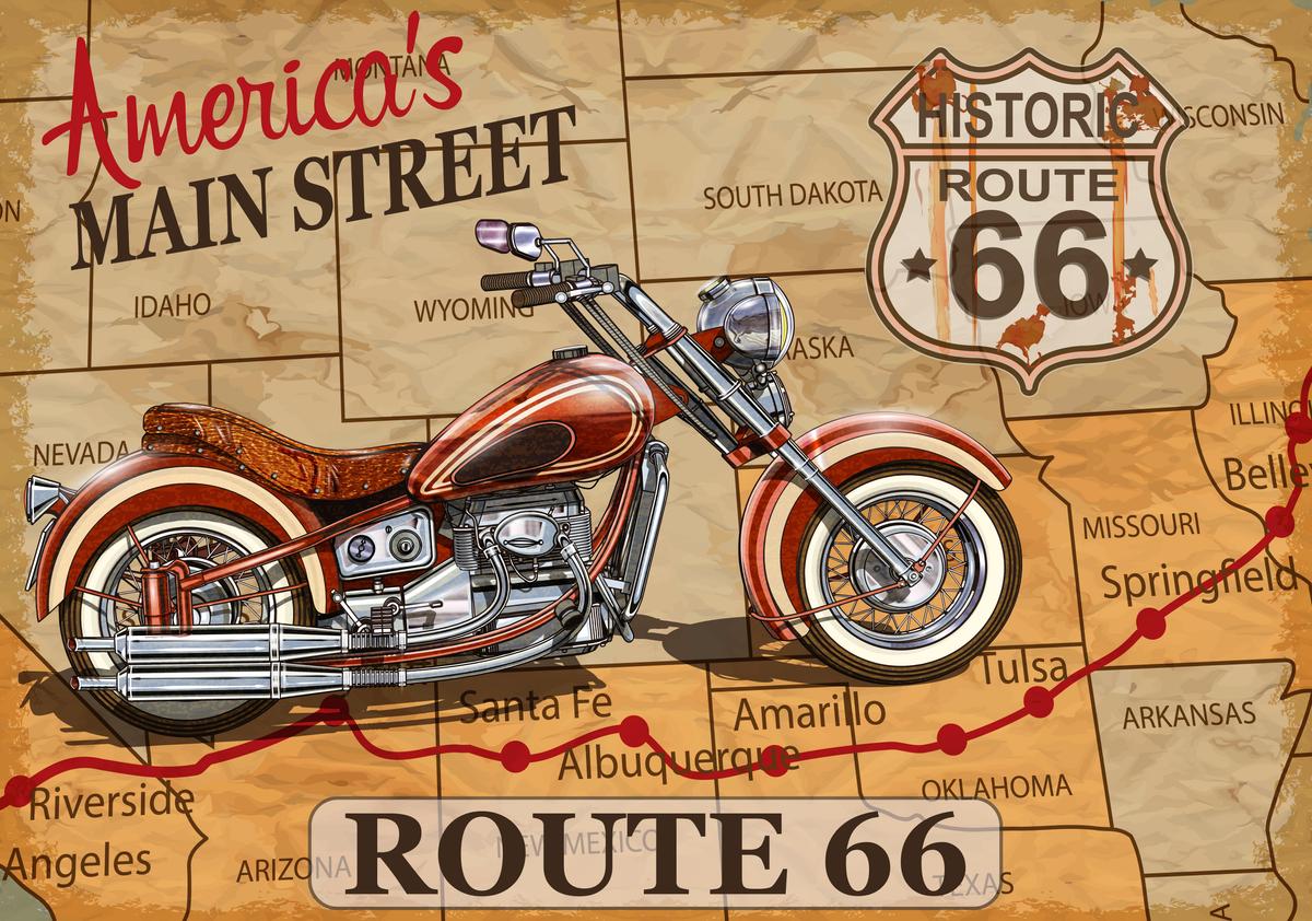 A vintage Route 66 poster. (AXpop/Shutterstock)