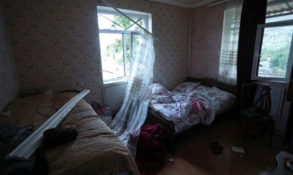 An interior view shows a house, which locals said was damaged during a recent shelling by Azeri forces, in the town of Hadrut in the breakaway Nagorno-Karabakh region, on Sept. 28, 2020. (Vahram Baghdasaryan/Photolure via Reuters)