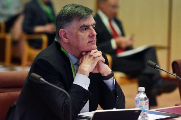 Then Chief Medical Officer Professor Brendan Murphy during the Senate select committee on COVID-19 public hearing at Parliament House in Canberra, Australia on May 13, 2020. (Sam Mooy/Getty Images)