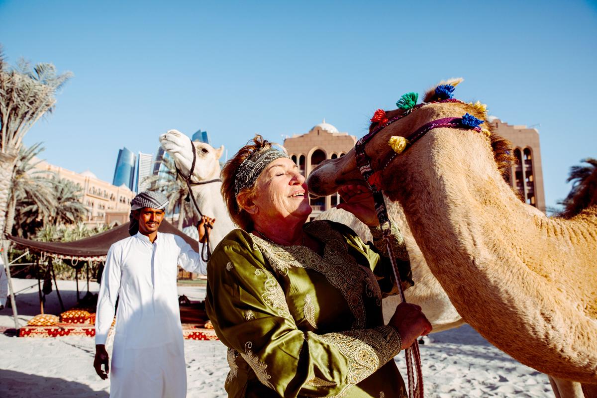Ursula Musch, the founder of Kamel Uschi, lives with her 40 camels in Dubai. (Caters News)