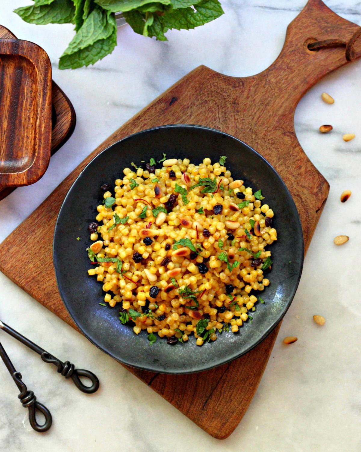 This pearl couscous pilaf makes a wonderful accompaniment to meat, fish, and vegetables. (Lynda Balslev for TasteFood)