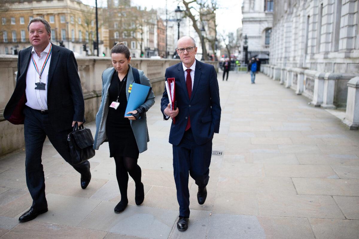 Minister of State for School Standards Nick Gibb arrives at the Cabinet Office ahead of a government COVID-19 Coronavirus Cobra meeting in London, on March 11, 2020. (Luke Dray/Getty Images)