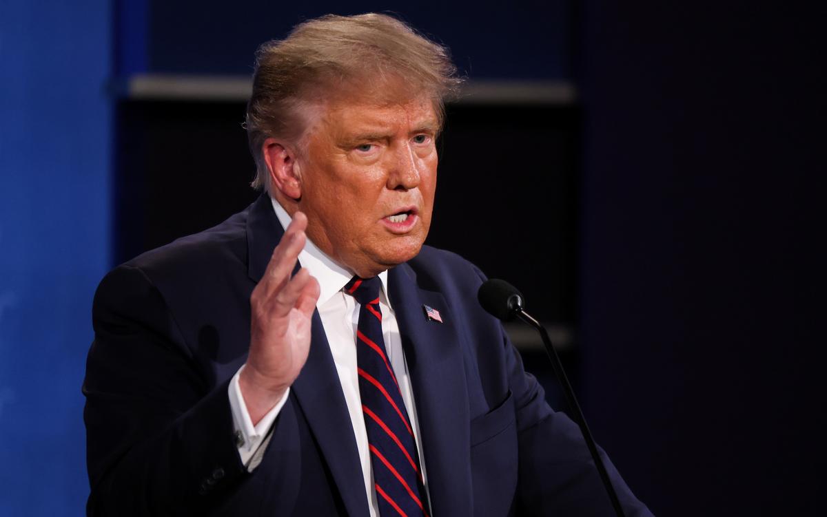 President Donald Trump speaks during the first presidential debate at the Case Western Reserve University and Cleveland Clinic in Cleveland, Ohio, on Sept. 29, 2020. (Jonathan Ernst/Reuters)