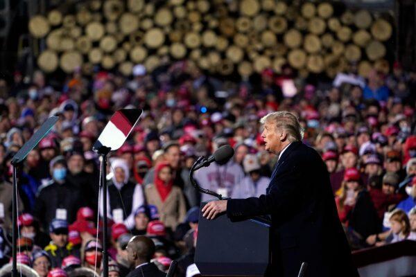 President Donald Trump speaks at a campaign rally at Duluth International Airport, in Duluth, Minn., on Sept. 30, 2020. (Alex Brandon/AP Photo)