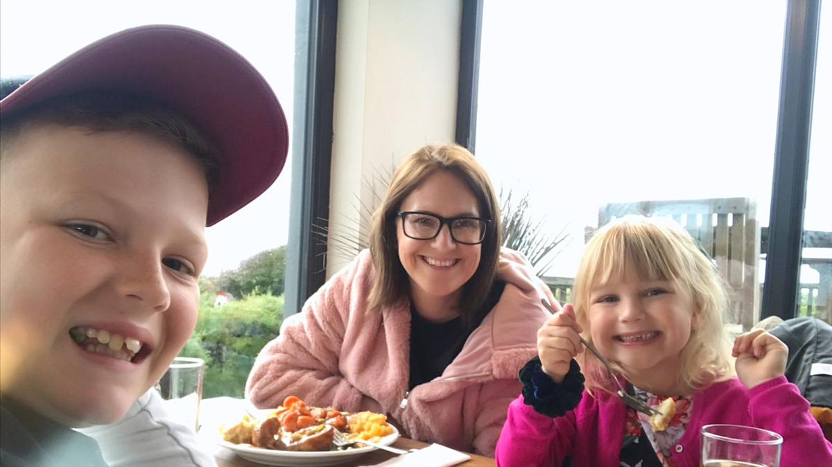 Katie Ilsley, 36, and her two children: 10-year-old Oliver, and Tilly, 5 (Caters News)