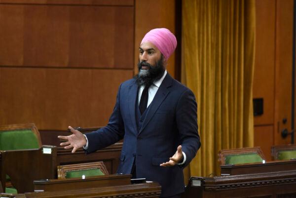 NDP Leader Jagmeet Singh rises during Question Period in the House of Commons on Parliament Hill in Ottawa on Oct. 1, 2020. (Justin Tang/The Canadian Press)