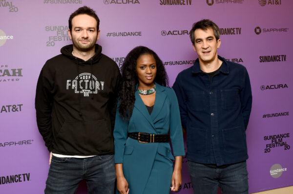 Head of Acquisitions Alexis Hofmann, "Cuties" Director Maïmouna Doucouré, and President and CEO of BAC Films David Grumbach attend the "Cuties" premiere during the 2020 Sundance Film Festival at Egyptian Theatre in Park City, Utah, on Jan. 23, 2020. (Ilya S. Savenok/Getty Images)