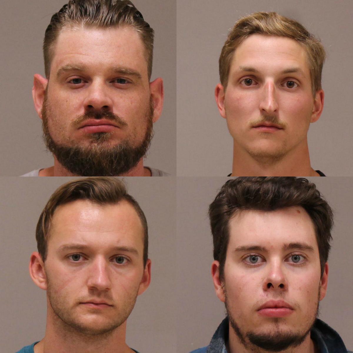 (From top left clockwise) Adam Fox, Daniel Harris, Kaleb Franks, and Ty Garbin in booking photos. (Kent County Jail)